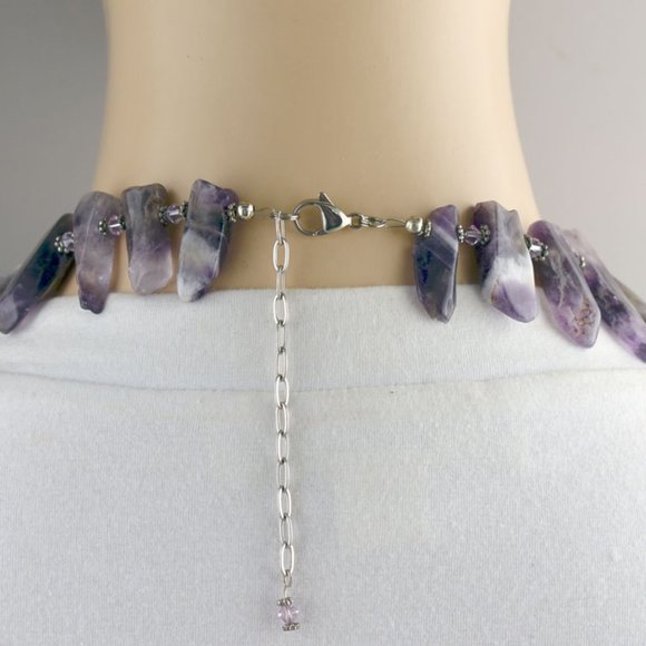 Natural Amethyst & Swarovski Necklace & Earrings